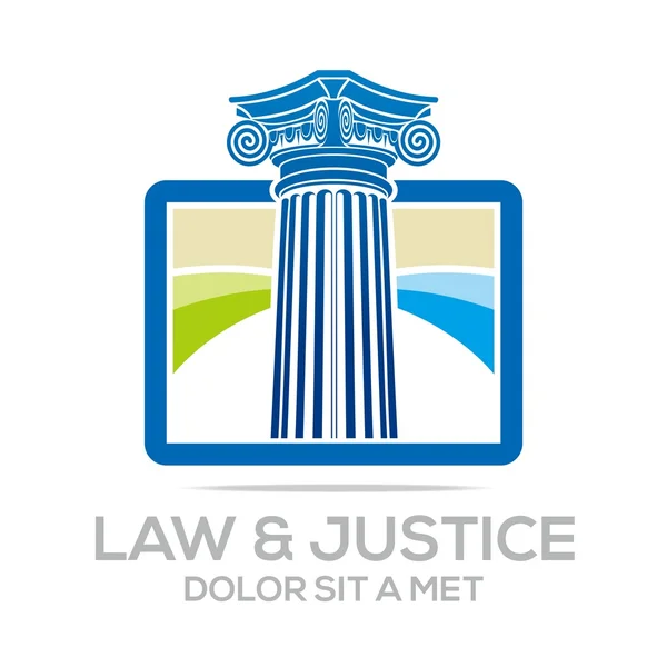 Logo törvény épület és a jog érvényesülésén alapuló térség ikon vektor — Stock Vector