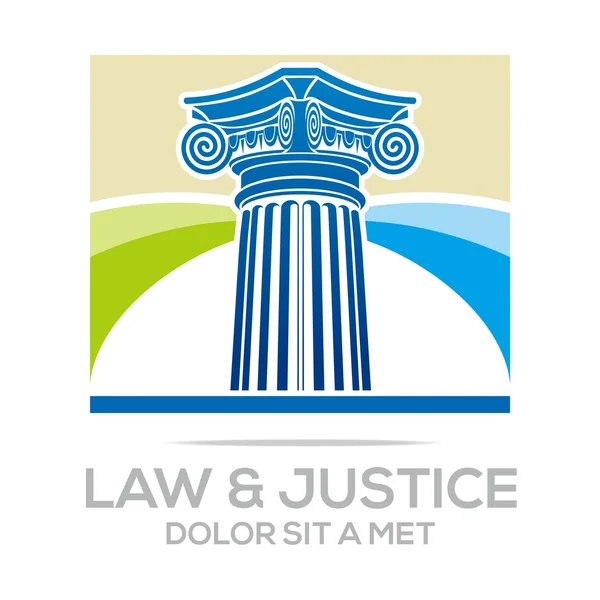 Logo Rechtsgebäude und Justizsymbolvektor — Stockvektor