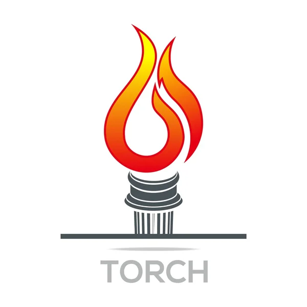 Llama fuego antorcha diseño de lujo logotipo icono forma vector — Archivo Imágenes Vectoriales
