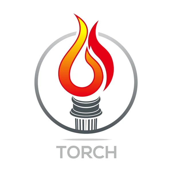 Llama fuego antorcha diseño de lujo logotipo icono forma vector — Archivo Imágenes Vectoriales