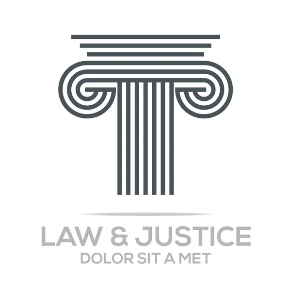 Logo edificio de la ley y la justicia icono vector — Archivo Imágenes Vectoriales