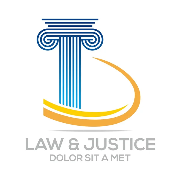 Logo törvény épület és a jog érvényesülésén alapuló térség ikon vektor — Stock Vector