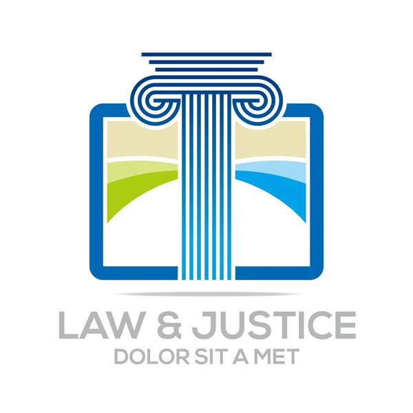 Logo Vector Law Building and Justice — 스톡 벡터