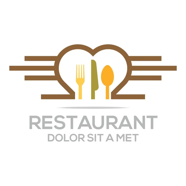 Besteck Love Kitchen Set Utensils Restaurant Logo — Stockvector