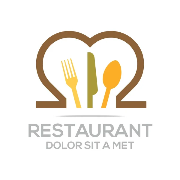 Besteck Love Kitchen Set Utensils Restaurant Logo — Stock Vector