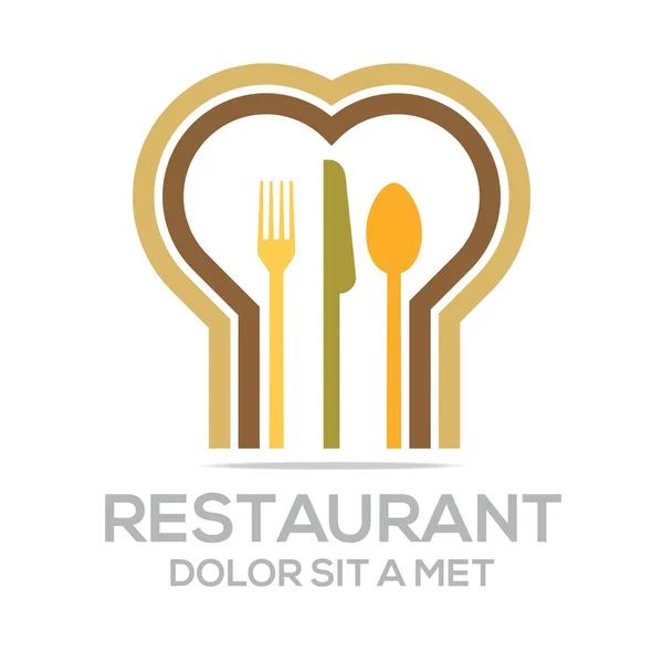 Besteck Love Set de cocina Utensilios Restaurante Logo — Vector de stock