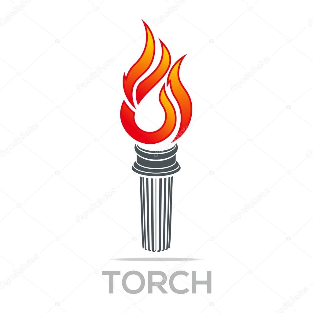 Flame fire torch design luxury logo icon shape vector