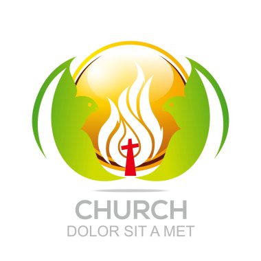 Logo fire rescue church christ savior religion vector