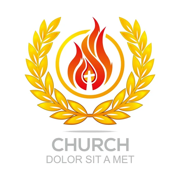 Logo sauvetage incendie église christ sauveur religion vecteur — Image vectorielle