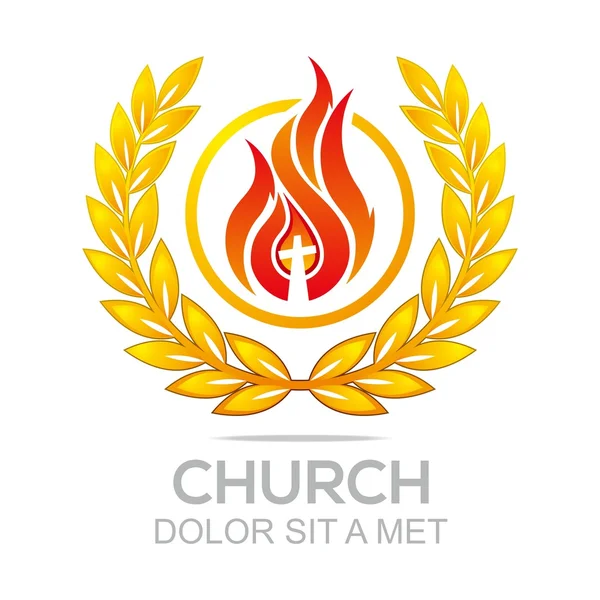 Logo fuoco salvataggio chiesa Cristo salvatore religione vettore — Vettoriale Stock