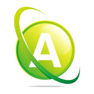 Logo circle globe round letter A blue abstract vector