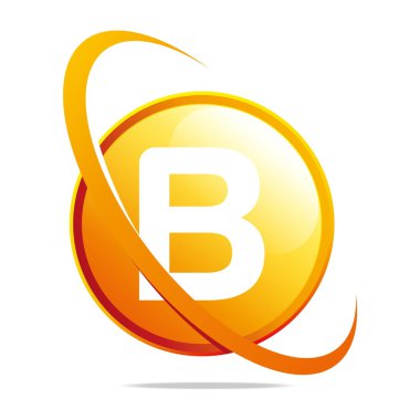 Logo circle globe round letter B blue abstract vector