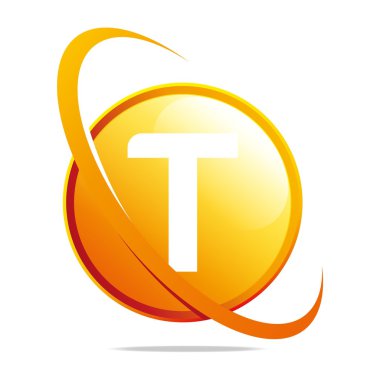 Logo circle globe round letter T blue abstract vector