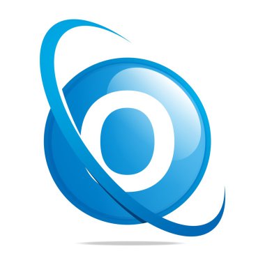 Logo circle globe round letter O blue abstract vector
