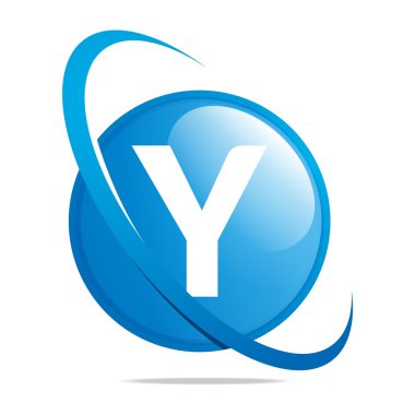 Logo circle globe round letter y blue abstract vector