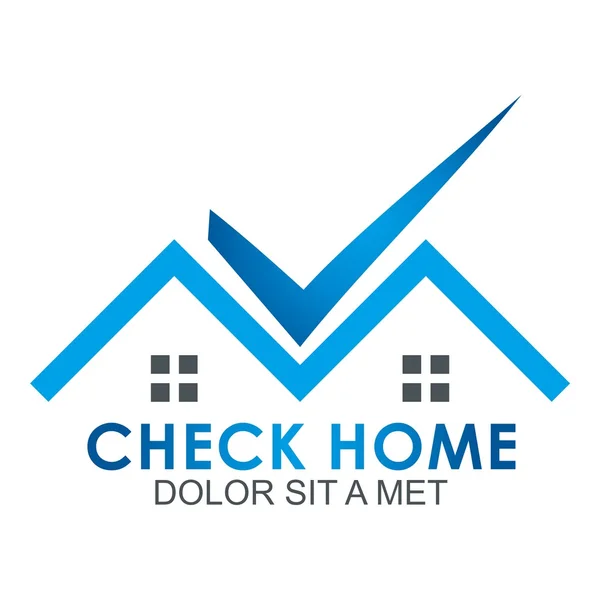 Prüfen Sie die Checkliste mit dem blauen Haus-Logo — Stockvektor