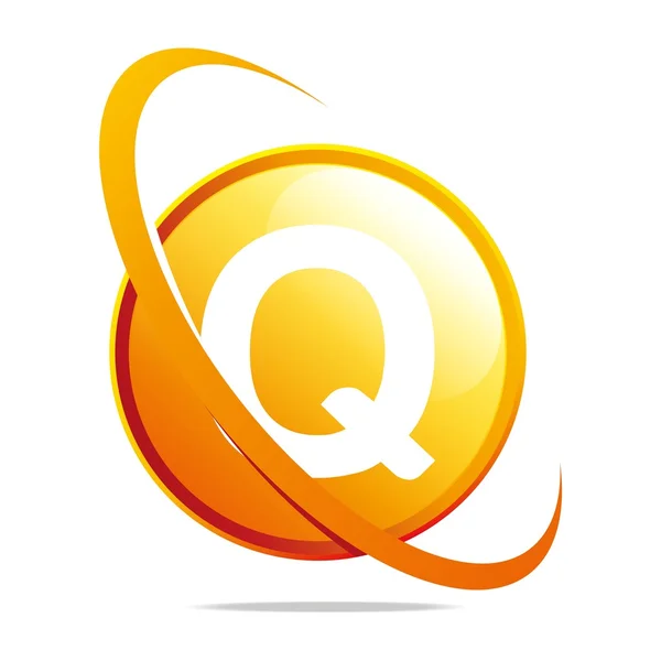 Logo cerchio globo rotondo lettera Q blu astratto vettore — Vettoriale Stock