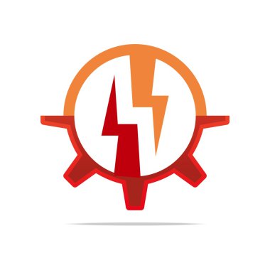 Logo Design Icon Power Electricity Circle Gear Red Symbol Abstract Vector