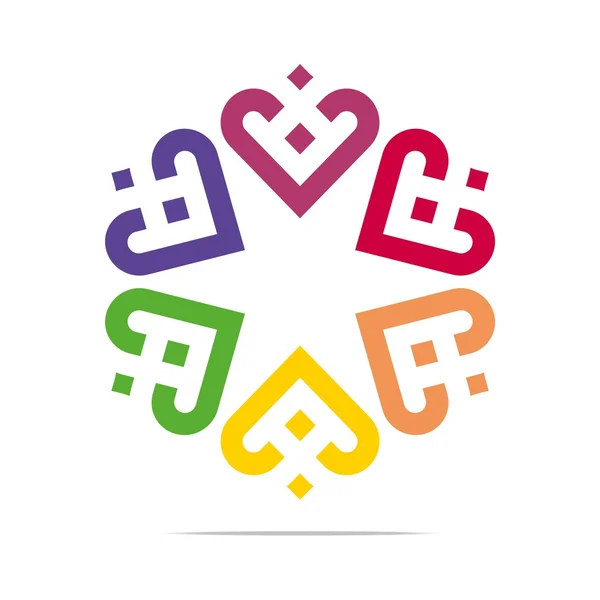 Abstract Logo Six Colorful Heart Love Design Vector Business — 스톡 벡터