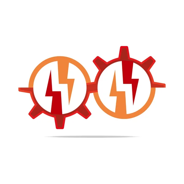 Logo Design Icon Power Electricity Circle Gear Red Symbol Abstract Vector — Stock Vector