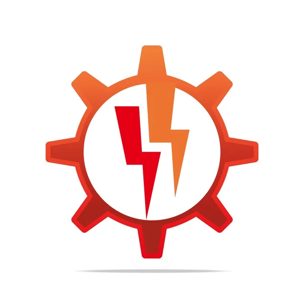 Logo Design Icon Power Electricity Circle Gear Red Symbol Abstract Vector — Stock Vector