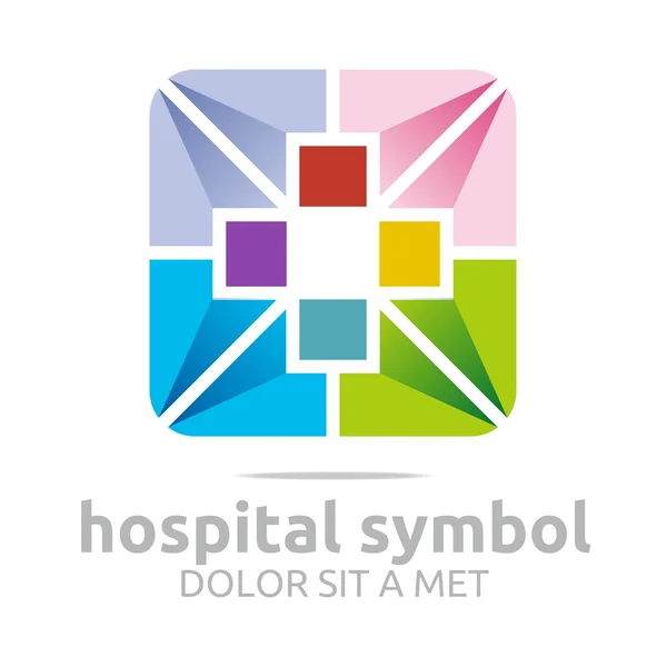 Logo Design Symbol Hospital Colorful Icon Abstract Vector — Wektor stockowy