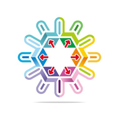 Logo renkli yıldız ok sembol işaretçi vektör