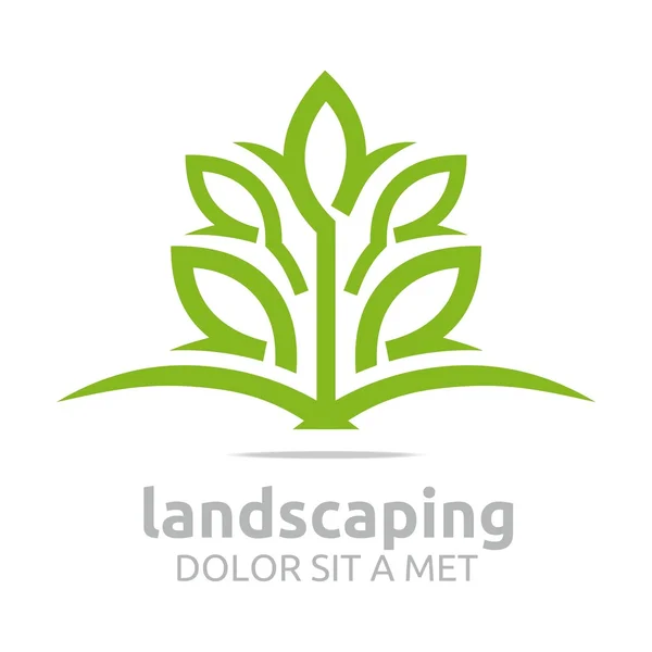 Logotipo abstracto deja paisaje ecología diseño vector — Vector de stock