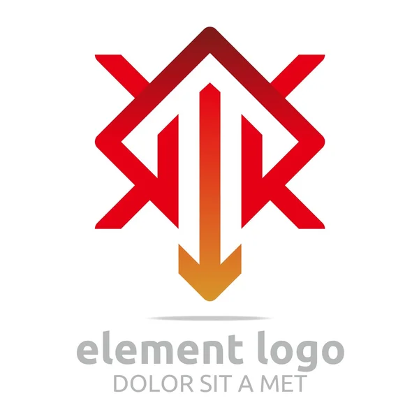 Icône de symbole de conception d'orange de flèche rouge d'élément de logo — Image vectorielle