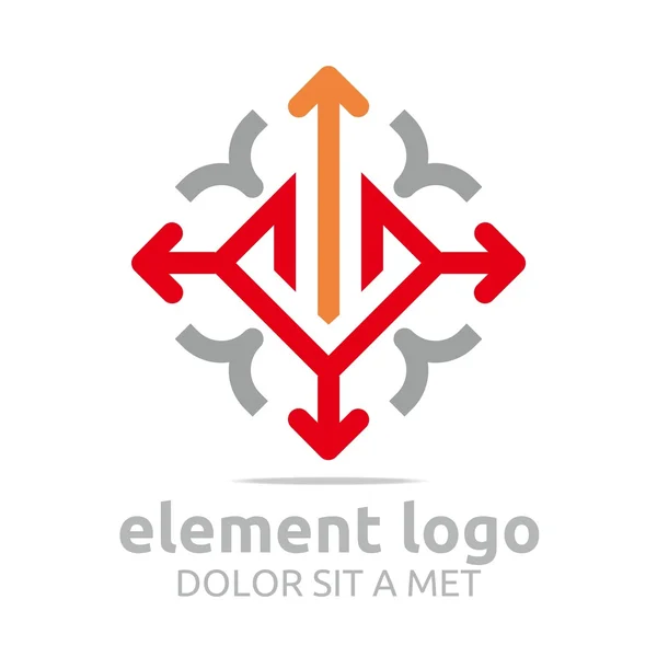 Logo elemento Freccia rossa arancione Design Simbolo Icona — Vettoriale Stock