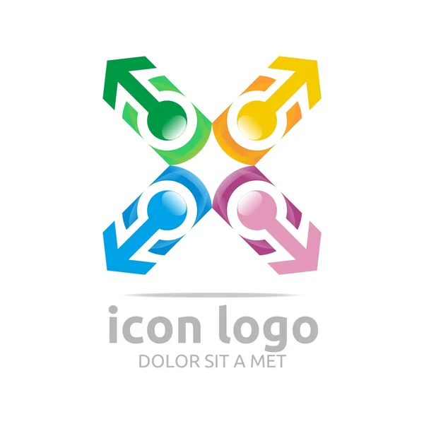 Logo Icône Flèche Cercle Coloré Connect Design Symbole Résumé — Image vectorielle