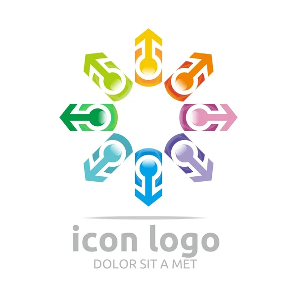 Logo Icône Flèche Cercle Coloré Connect Design Symbole Résumé — Image vectorielle