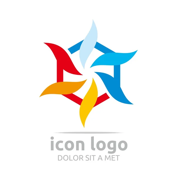 Logo abstrakt cirkel blomma färgglada spinn Design Spool Element kreativ grafisk idé — Stock vektor