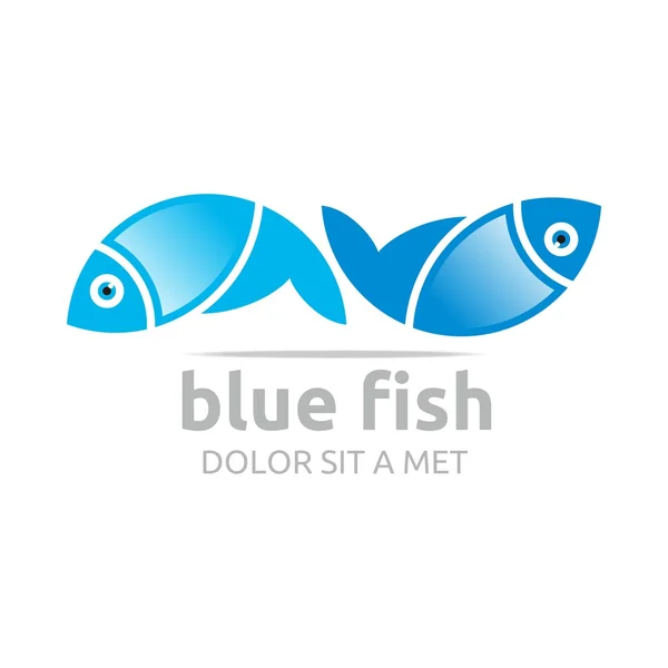 Logo blue fish circle design icon symbol vector — Stock Vector