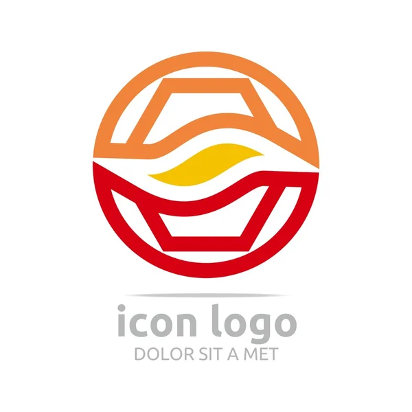 Logo abstrait icône hexagone cercle vague design icône vecteur — Image vectorielle