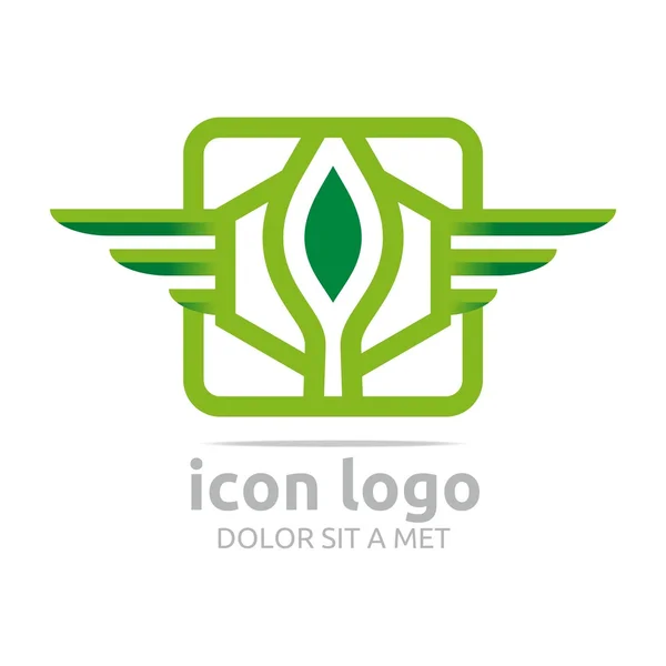 Logo Symbol Sechseck geflügeltes grünes Design Symbol Vektor — Stockvektor