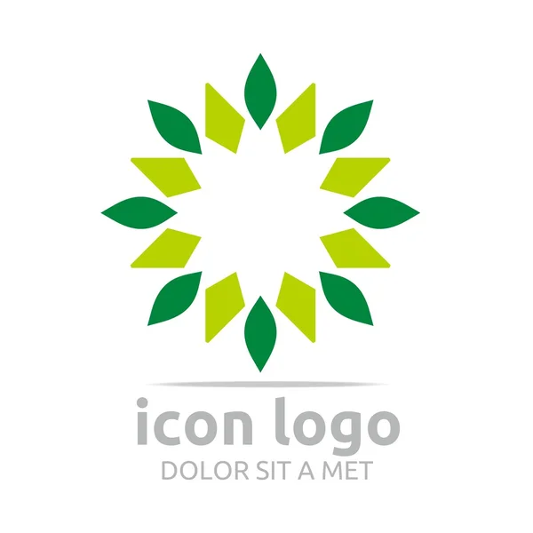 Logo Icono Molino de viento Hojas Diseño Verde Símbolo Abstracto — Archivo Imágenes Vectoriales