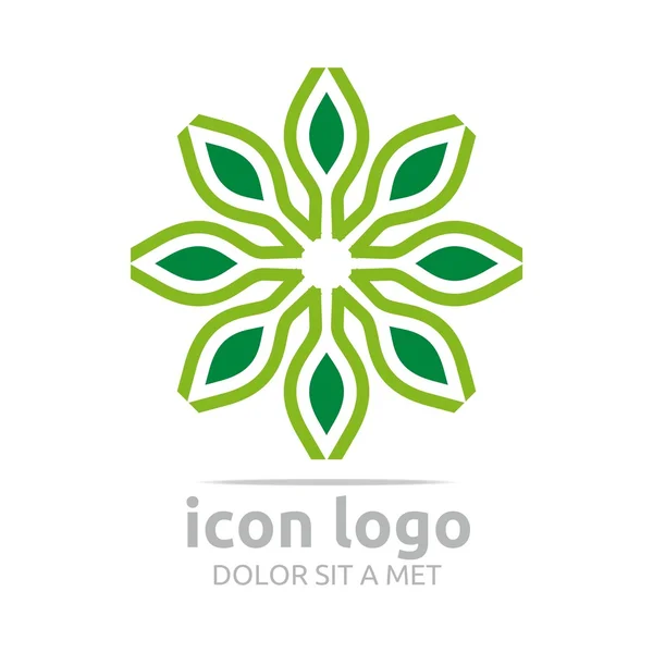 Logo Icon Windmill Leaves Green Design Symbol Abstract — Stock vektor