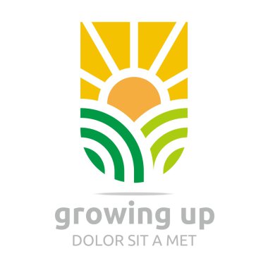 Logo Design Leaf Growing Up Ecology Icon Sun Symbol Abstract Vector