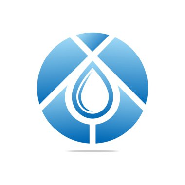 Logo tasarım su damla ev mavi sembol simge soyut vektör