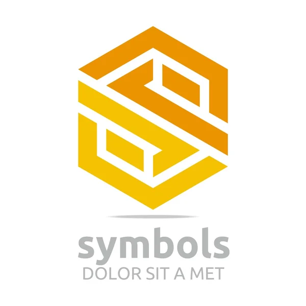 Logo Design Buchstabe s Sechseck orange Symbol Symbol abstrakter Vektor — Stockvektor