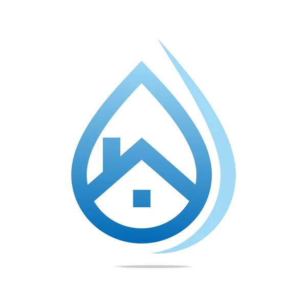 로고 디자인 물 드롭 하우스 블루 기호 아이콘 추상적인 벡터 — 스톡 벡터
