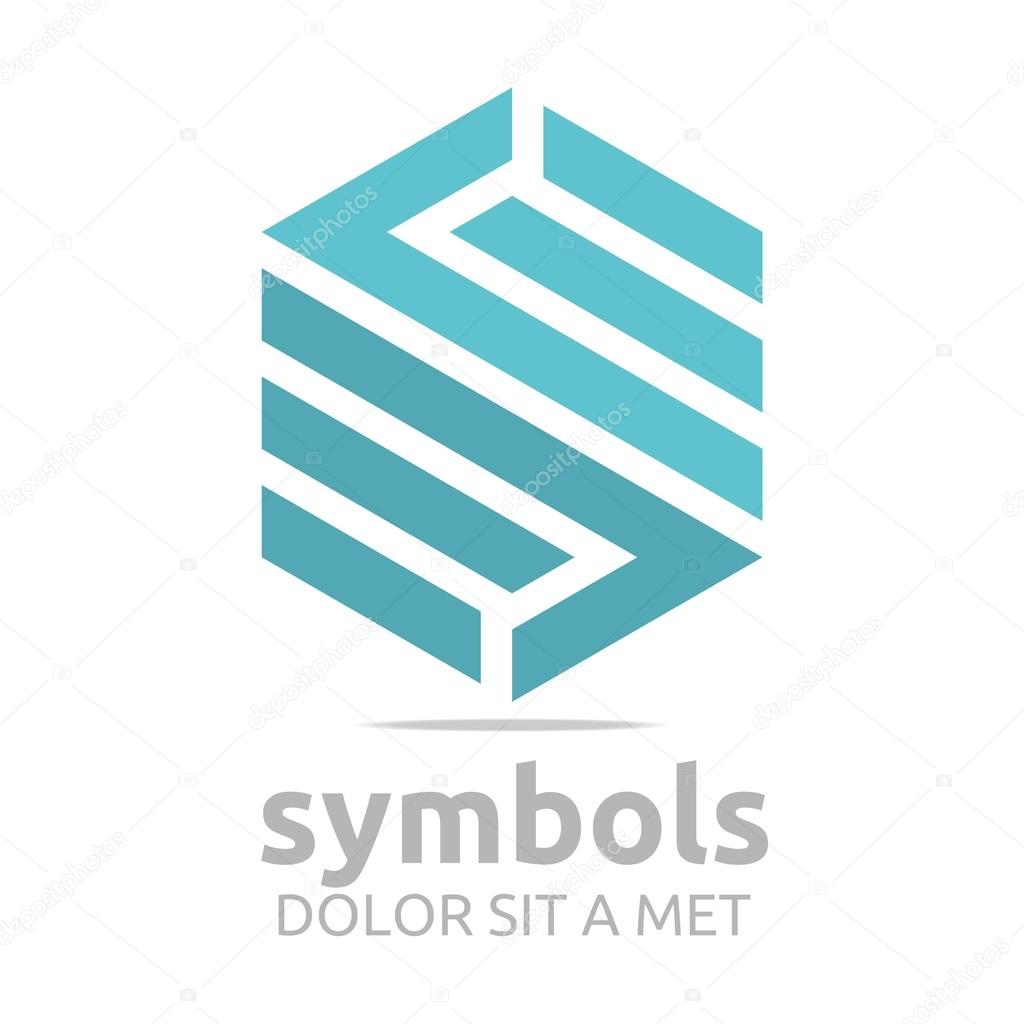 Abstract, symbol, zigzag, direction, labyrinth, letter s, alphabet, lettering, logo, icon, design, hexagon