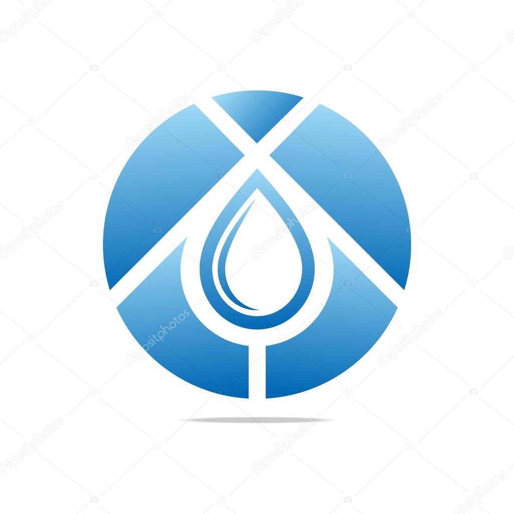 Logo Design Water Drop House Blue Symbol Icon Abstract Vector