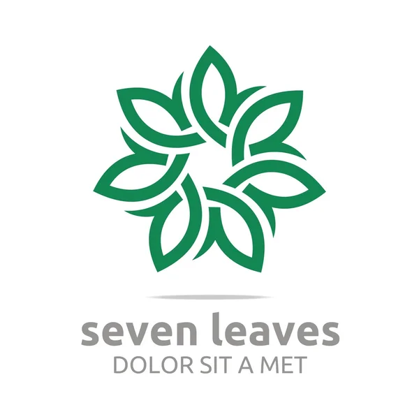 Logo abstrak daun lingkaran ekologi vektor desain bunga - Stok Vektor
