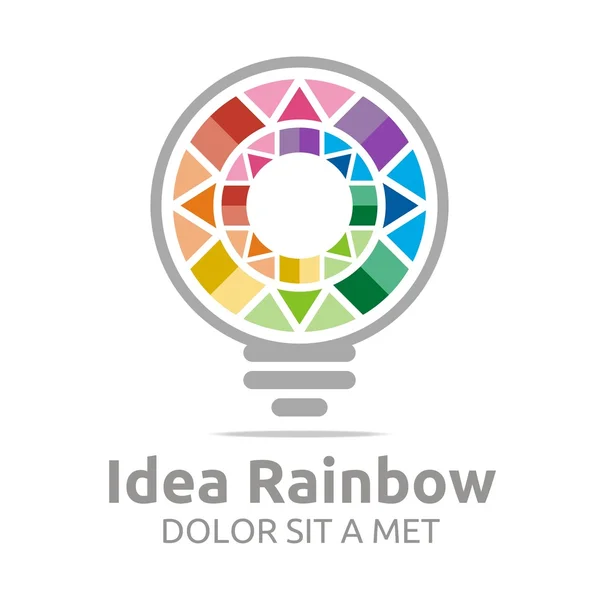 Logo idea arcobaleno luce colorato simbolo disegno vettore — Vettoriale Stock