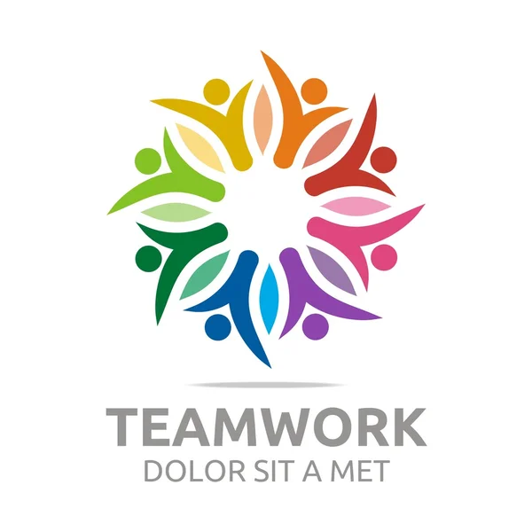 Logo teamwork people human colorful design vector — Stock Vector