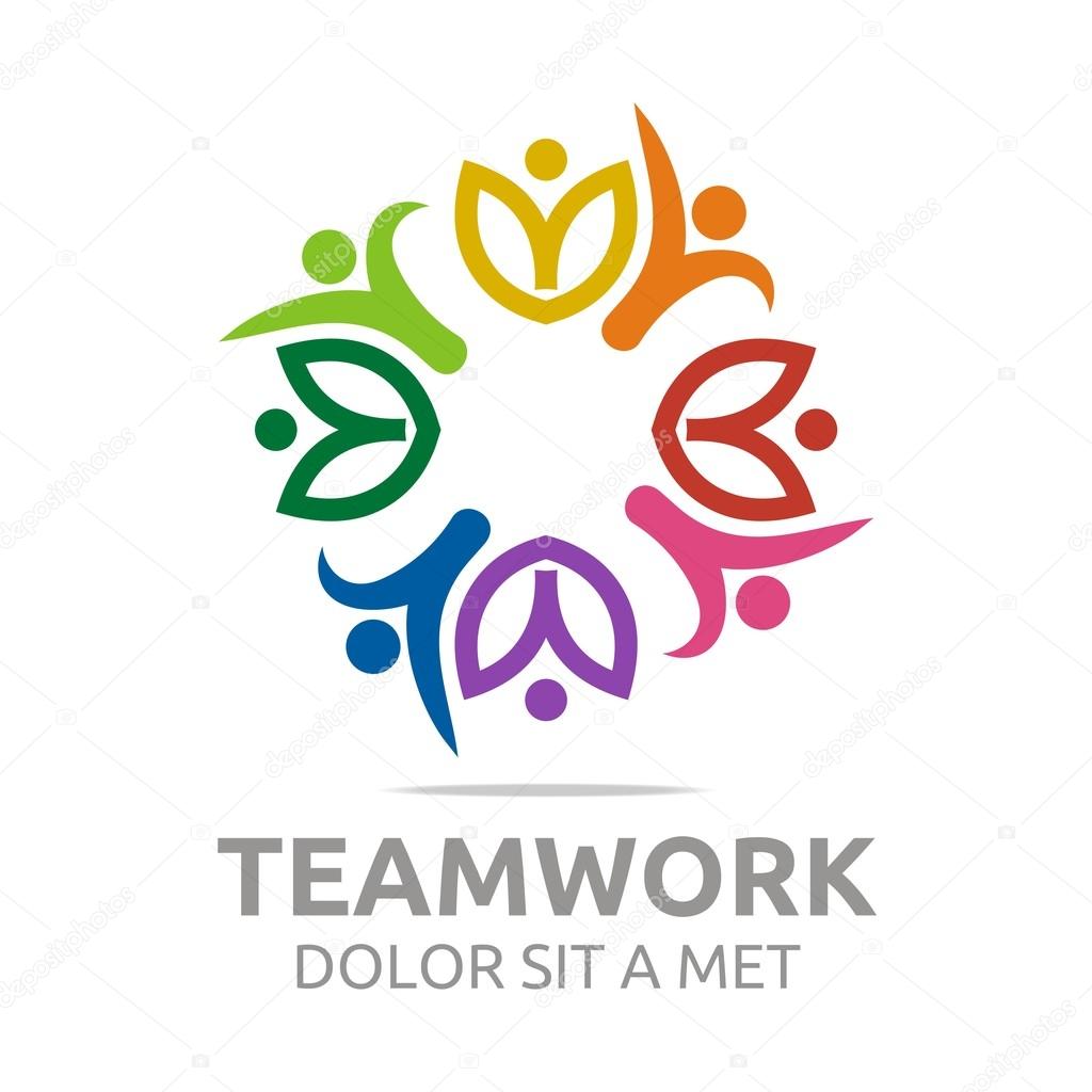 Teamwork, happy, group, logo, vector, colorful, people, mutual cooperation, bussiness, human, leadership, partner,