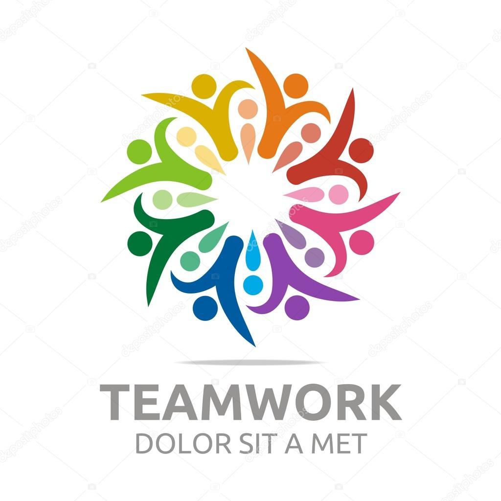 Teamwork, happy, group, logo, vector, colorful, people, mutual cooperation, bussiness, human, leadership, partner,