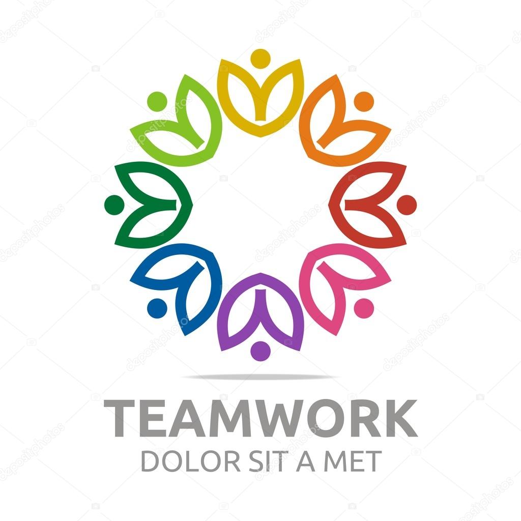 Teamwork, happy, group, logo, vector, colorful, people, mutual cooperation, bussiness, human, leadership, partner,
